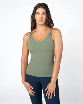 Shakti Ribbed Tank (Long)  - Olive