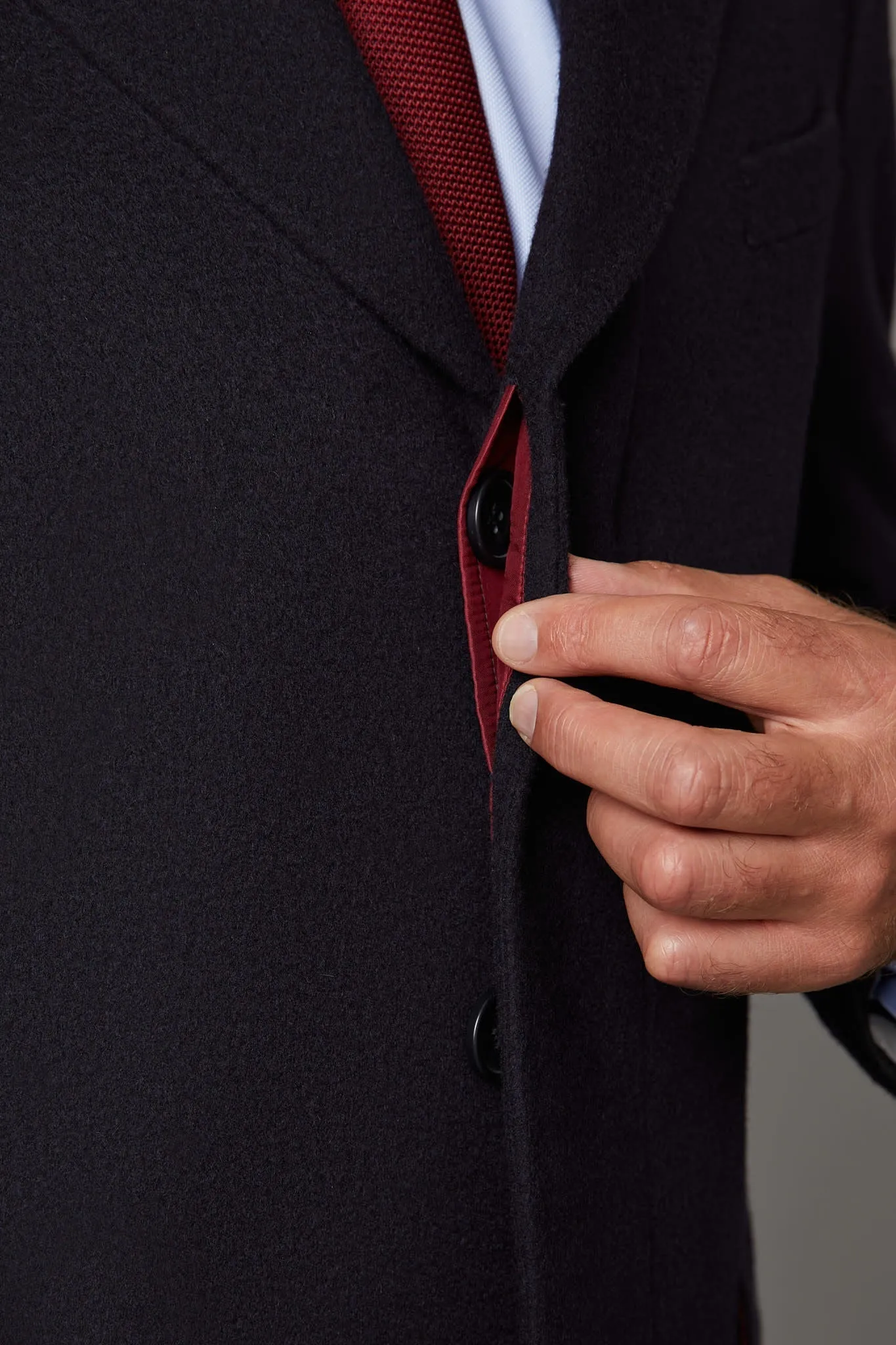 Single Breasted Overcoat - Navy Cashmere Blend