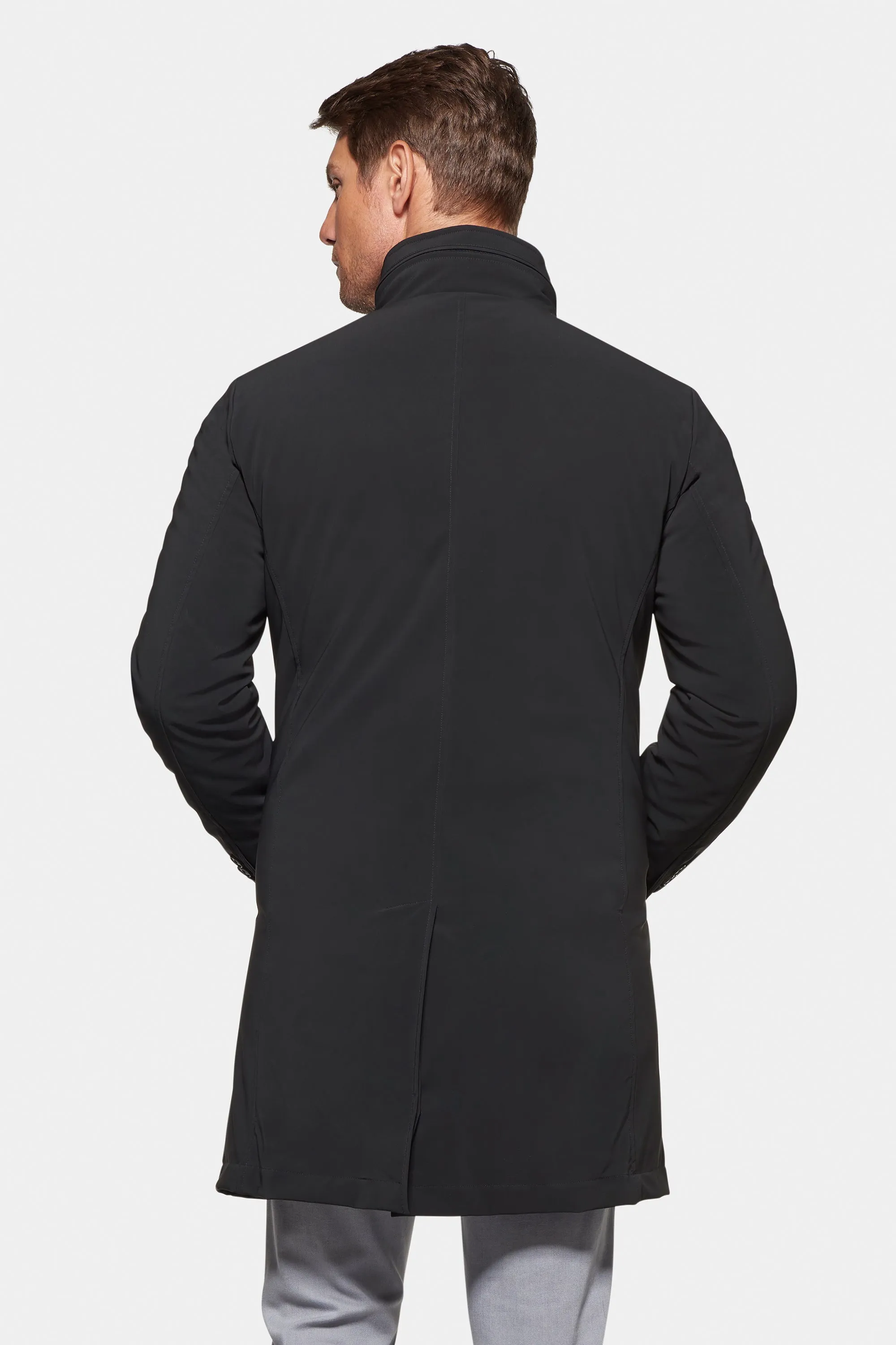 Slim Down Lined Trench, Black