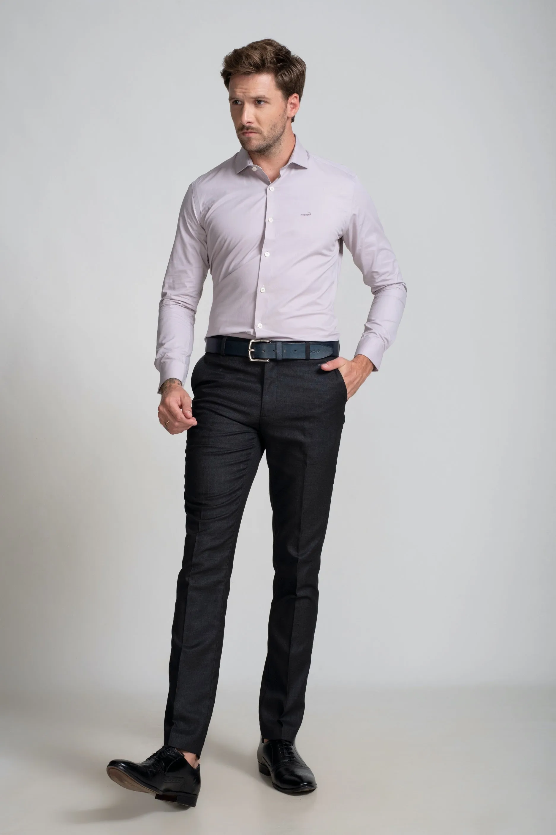 Slim Fit Long Sleeves-Formal Shirts  - Whisper White