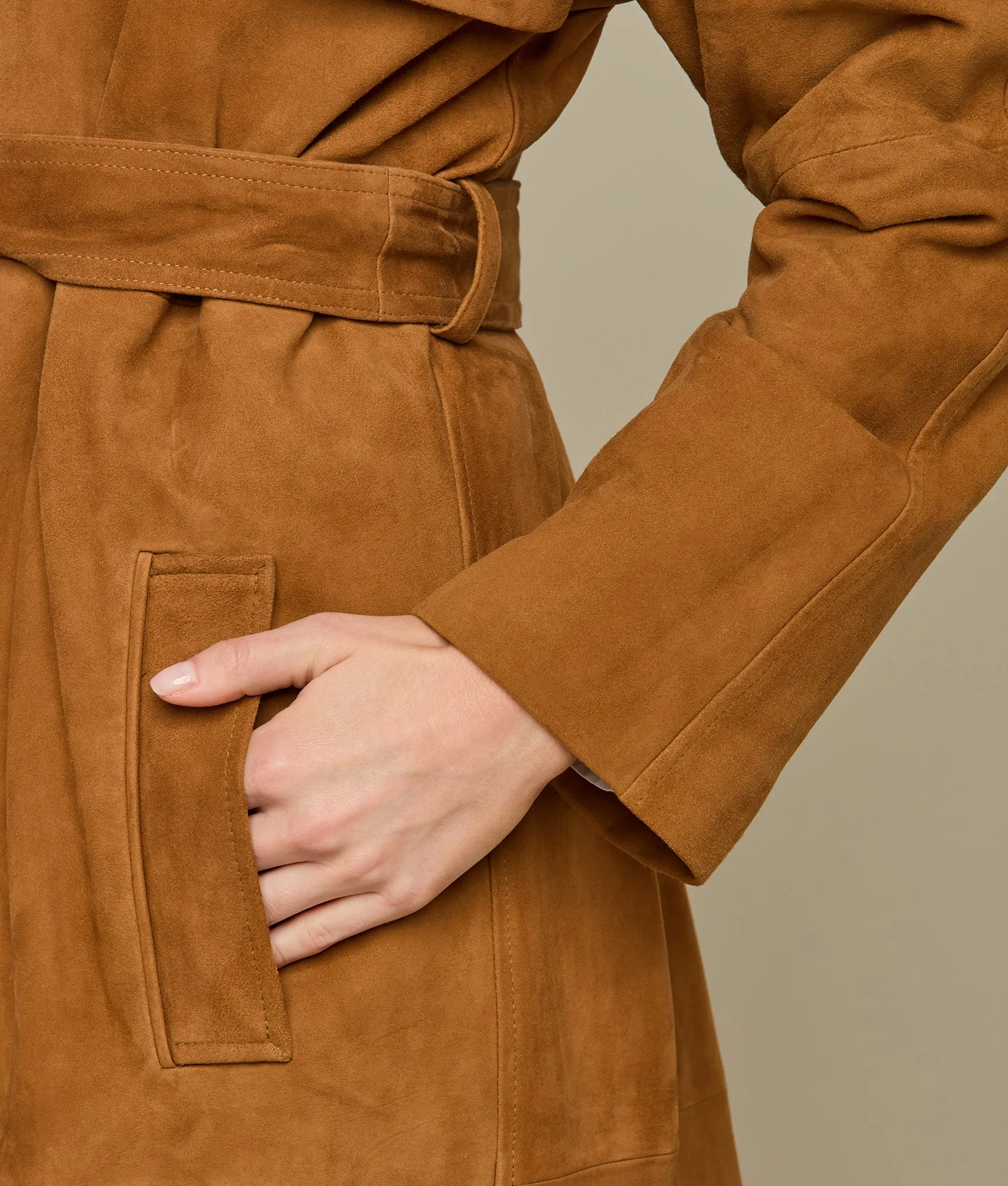 Suellen Suede Trench Coat :: Caramel