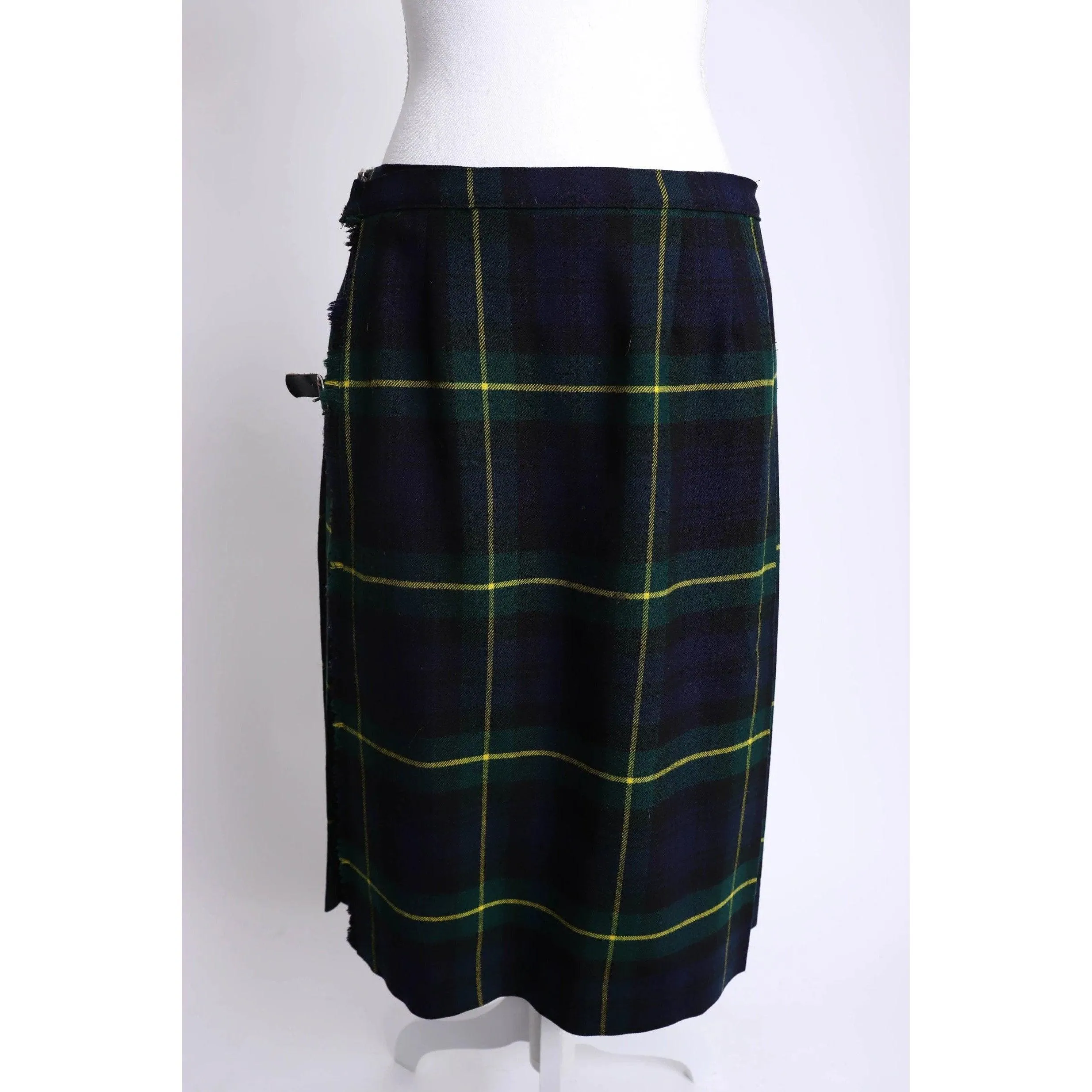 THE SCOTCH HOUSE 70's Green Tartan Plaid Kilt | Size L/XL