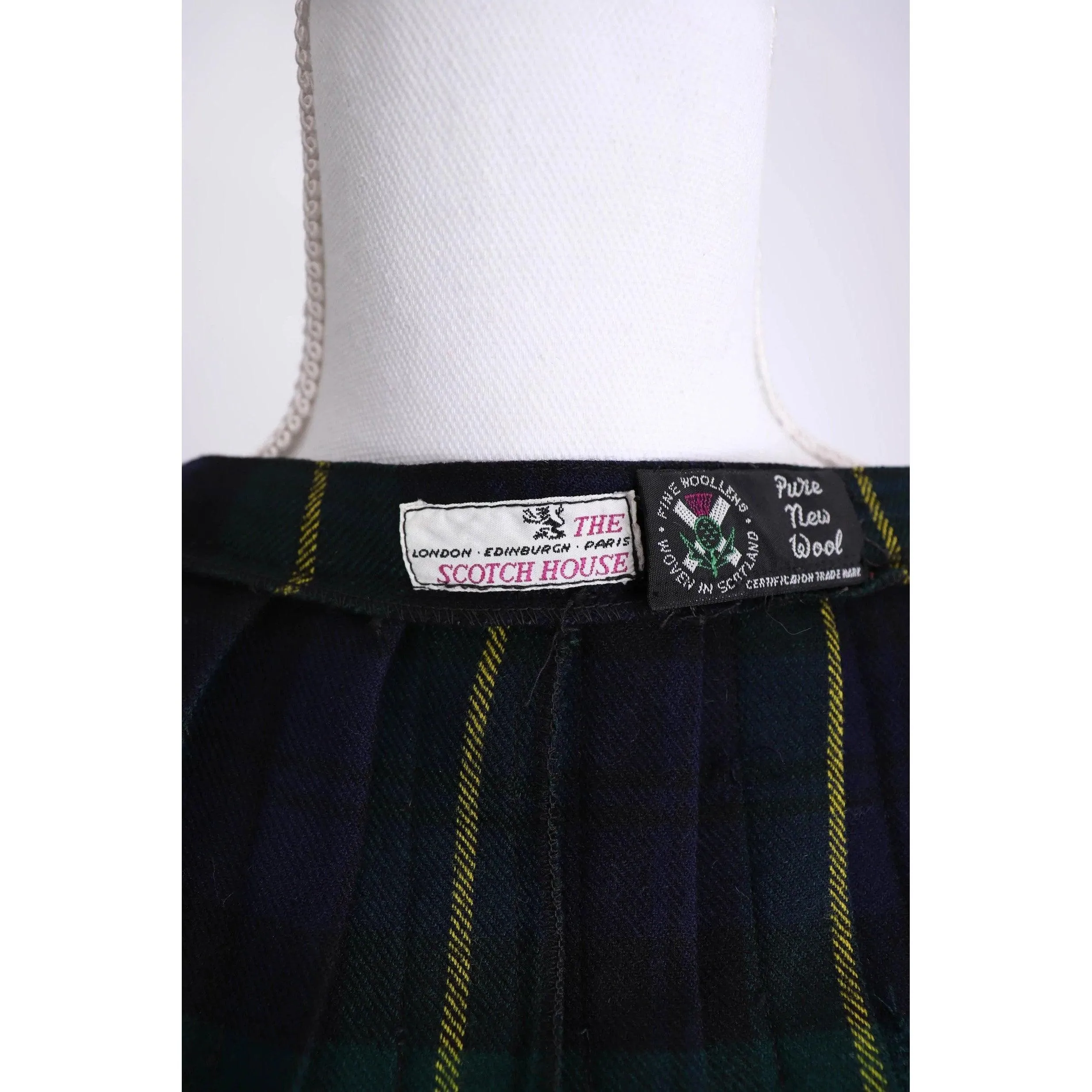 THE SCOTCH HOUSE 70's Green Tartan Plaid Kilt | Size L/XL