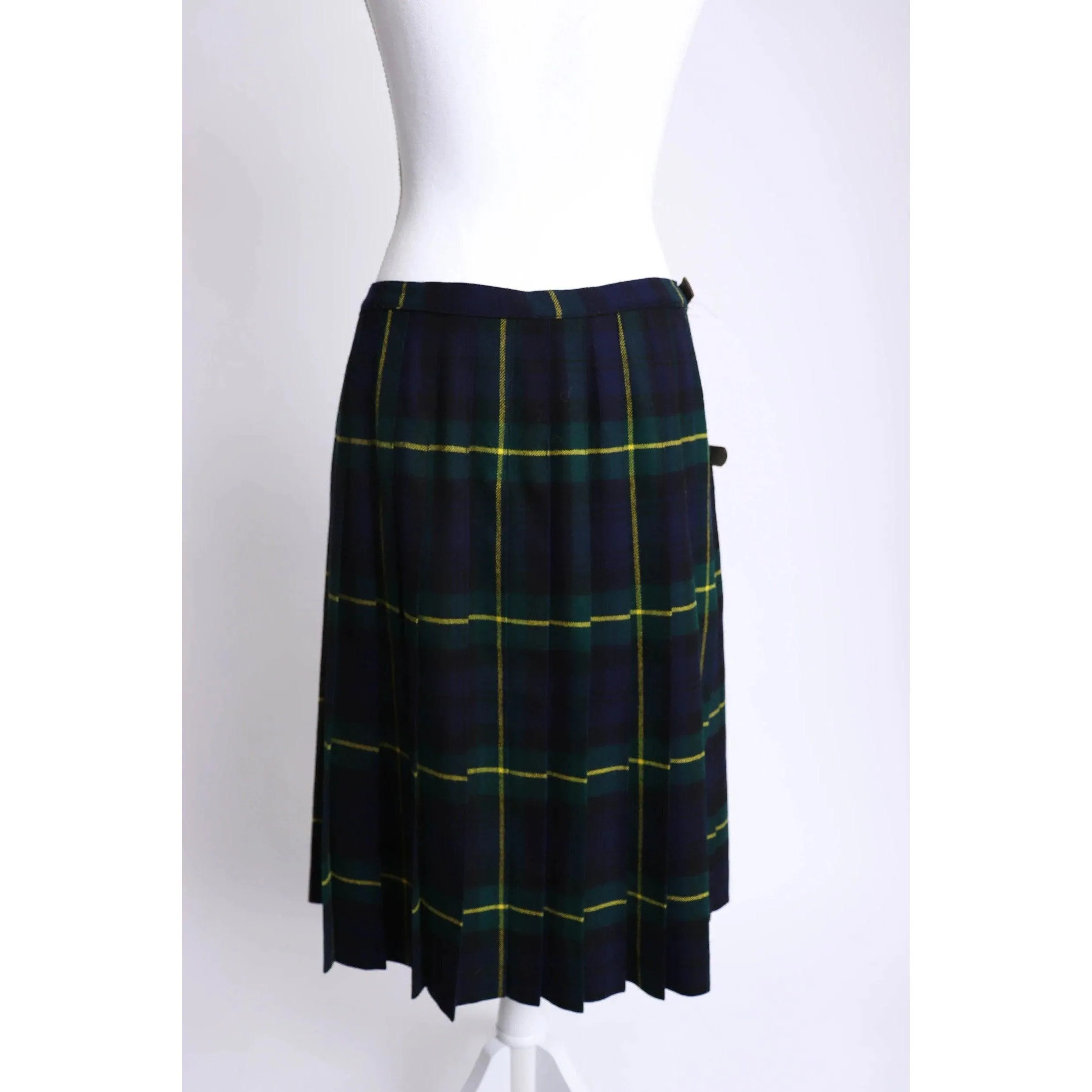 THE SCOTCH HOUSE 70's Green Tartan Plaid Kilt | Size L/XL