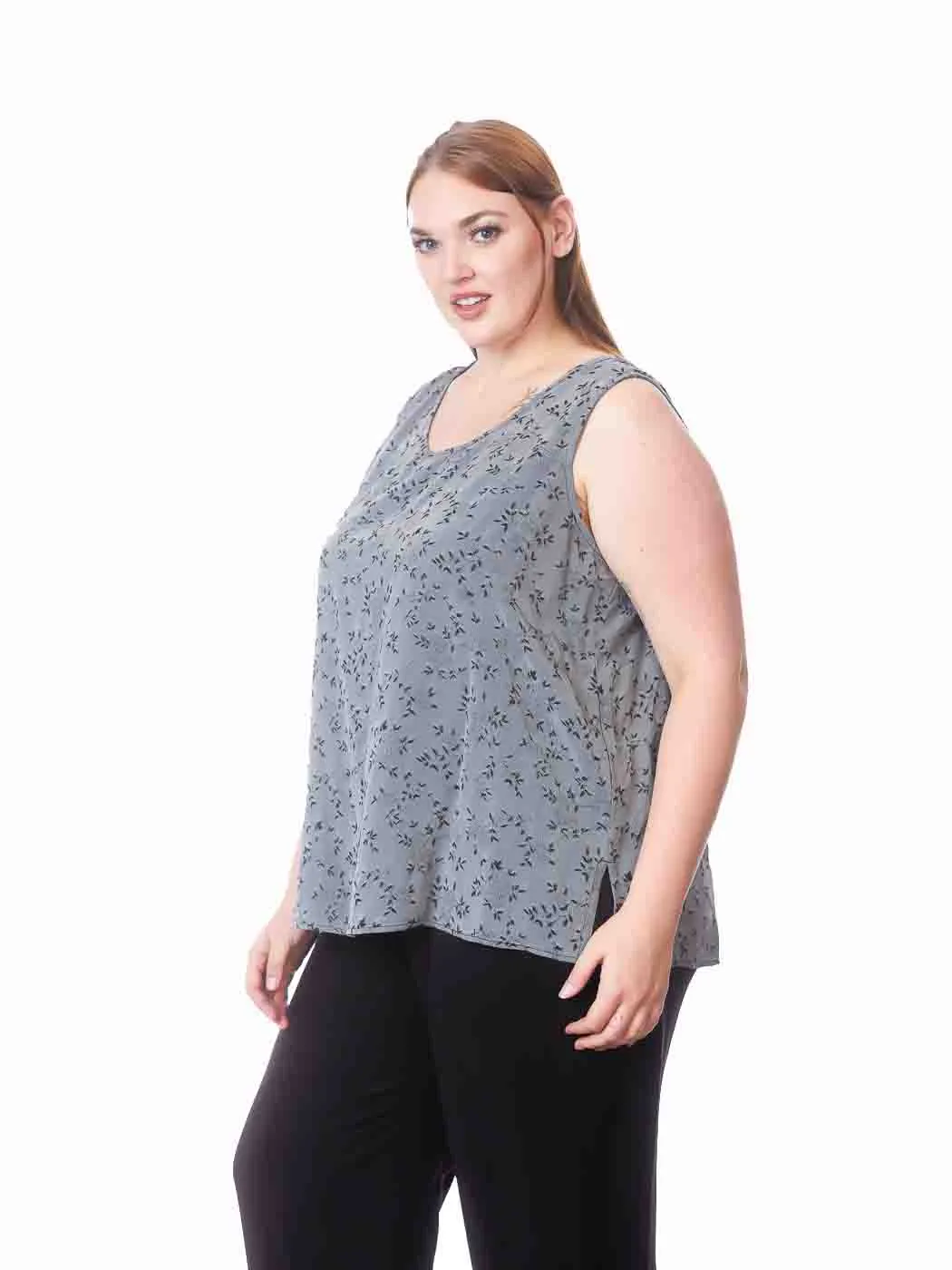 Tianello "Plus" Sized TENCEL™ "RaRah" Jacquard  "Long" Tank