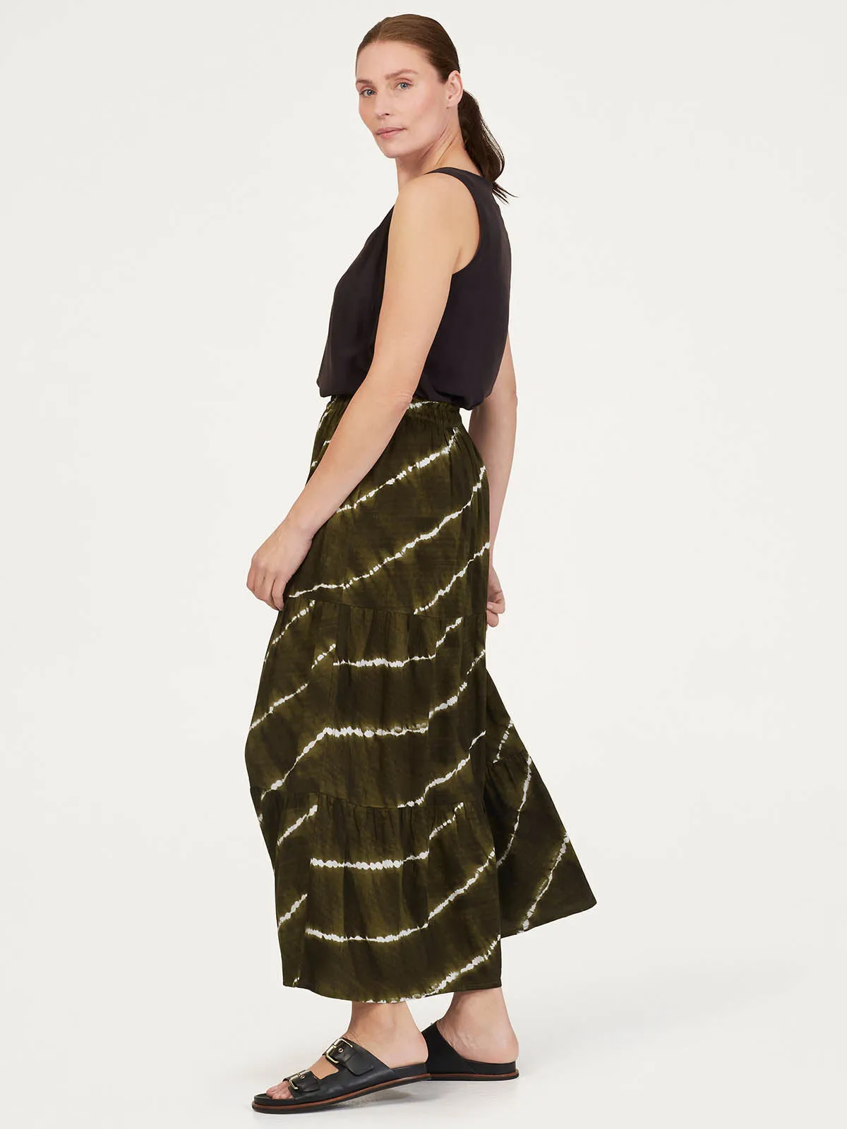 Tie Dye Lenzing™ Ecovero™ Maxi Skirt - Dark Green