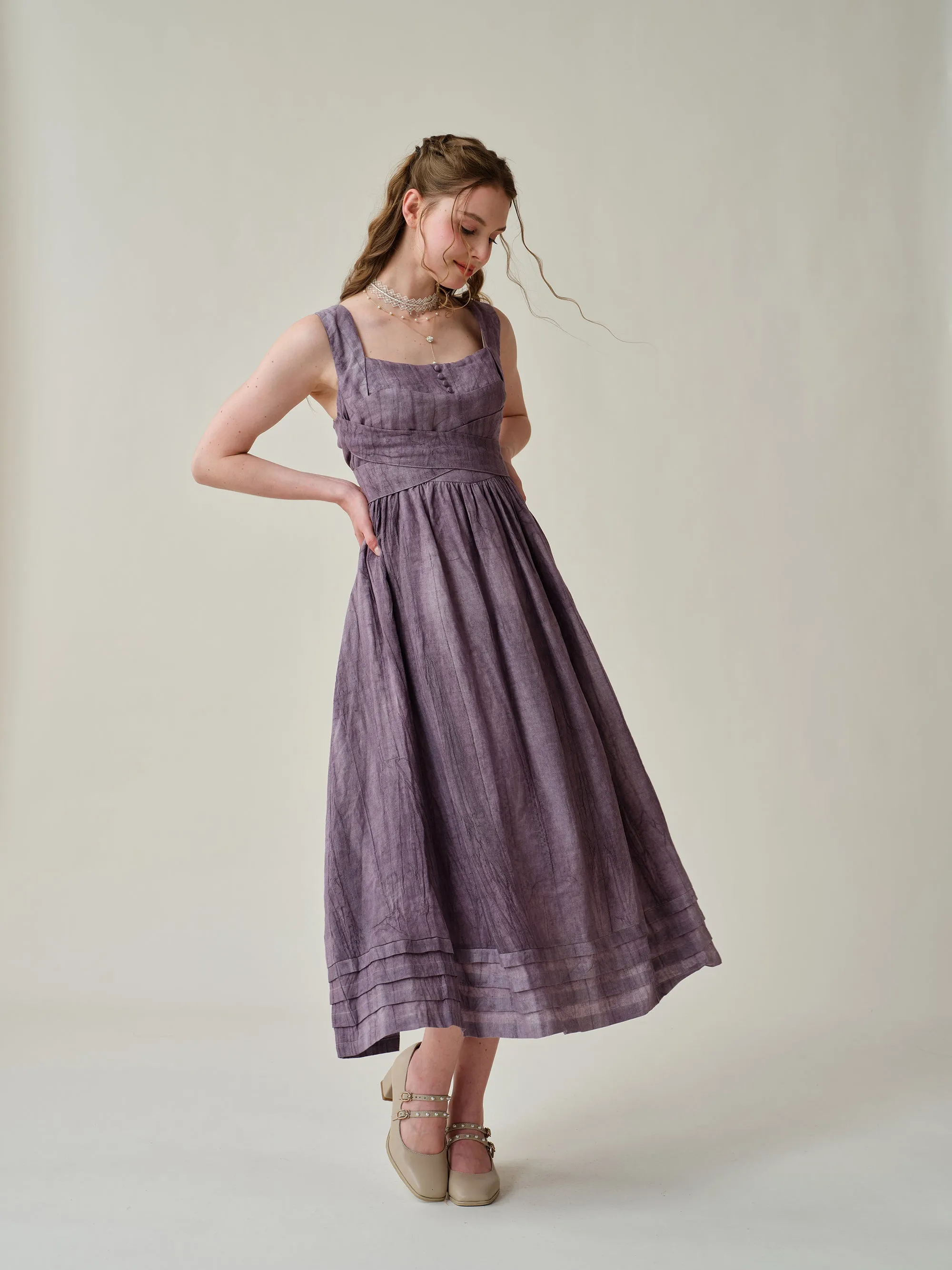 Vetiver 23 | cross back linen dress