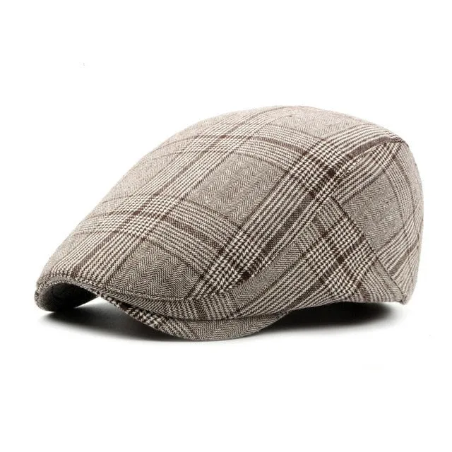 West Louis™ Cotton Blend Plaid Newsboy Cap