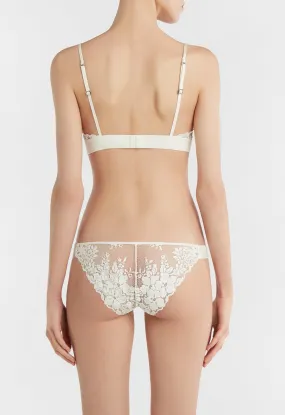 White Mid-rise Briefs in Leavers Lace and Silk Georgette