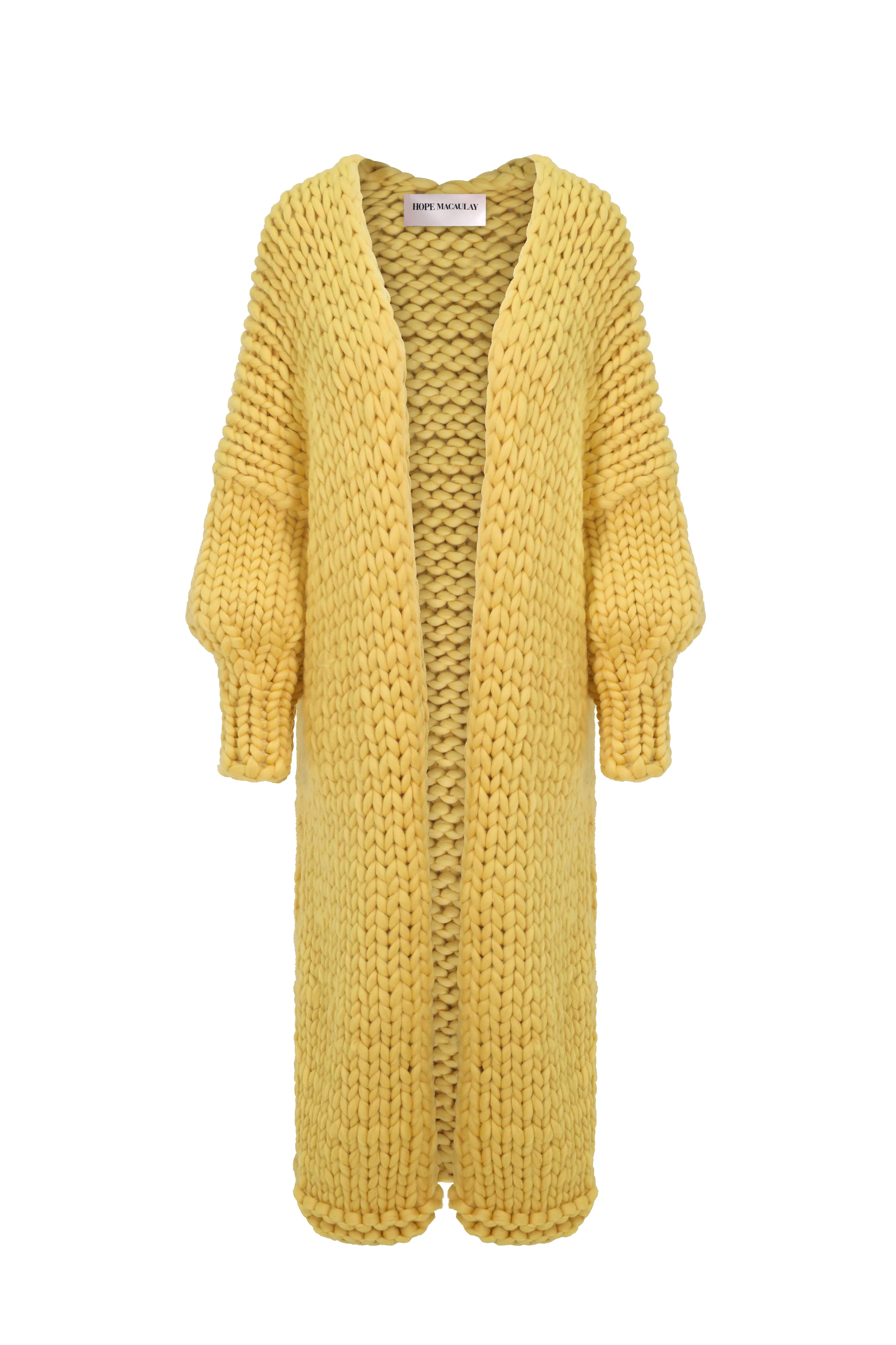 Yellow Chunky Knit Maxi Cardigan